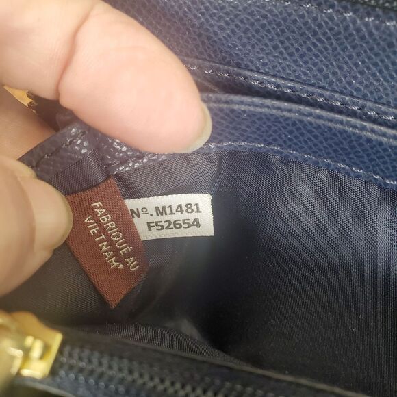 Coach Croc Embossed Leather Accordion Zip Wallet Navy Blue F52654 - Picture 6 of 7